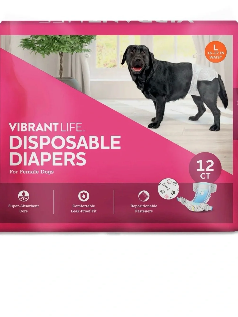 Vibrant Life Disposable Dog Diapers -Size Large